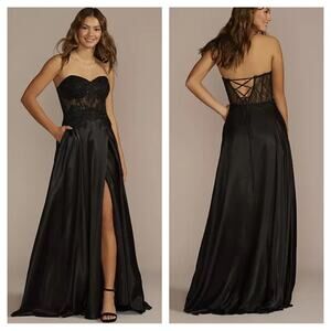 Black lace Illusion corset gown